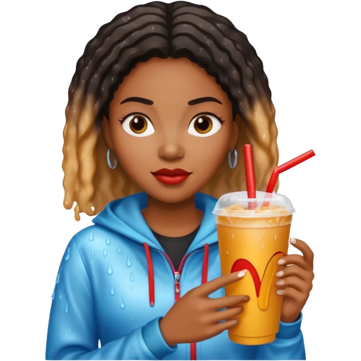 black woman holding fastfood drink emoji