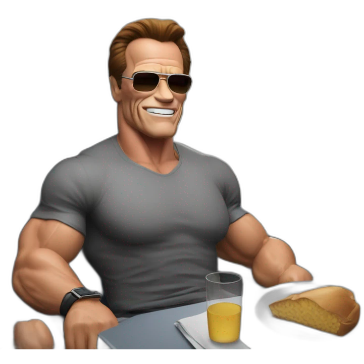 Arnold Schwarzenegger on a plane emoji