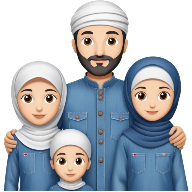 Turkish beautiful finished islamic family denim clothes and make bbq time emoji