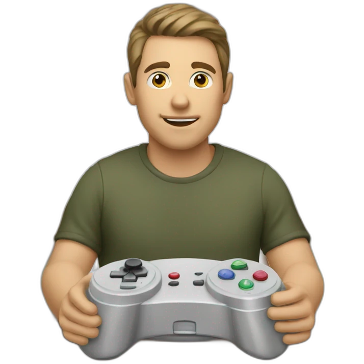 Fair skinned man playing games on console emoji