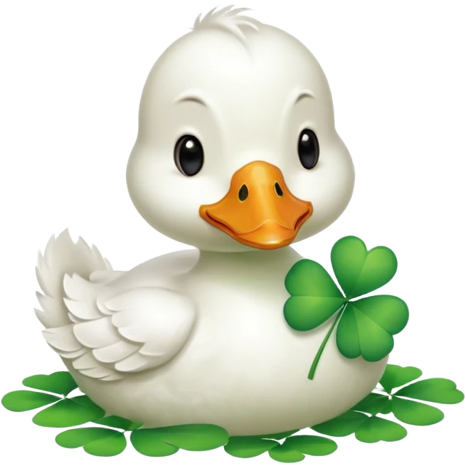 lucky duck with a four-leaf clover emoji