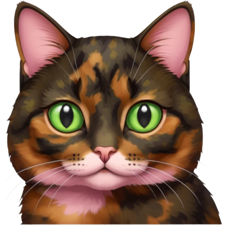dark tortoiseshell cat half pink nose green eyes emoji