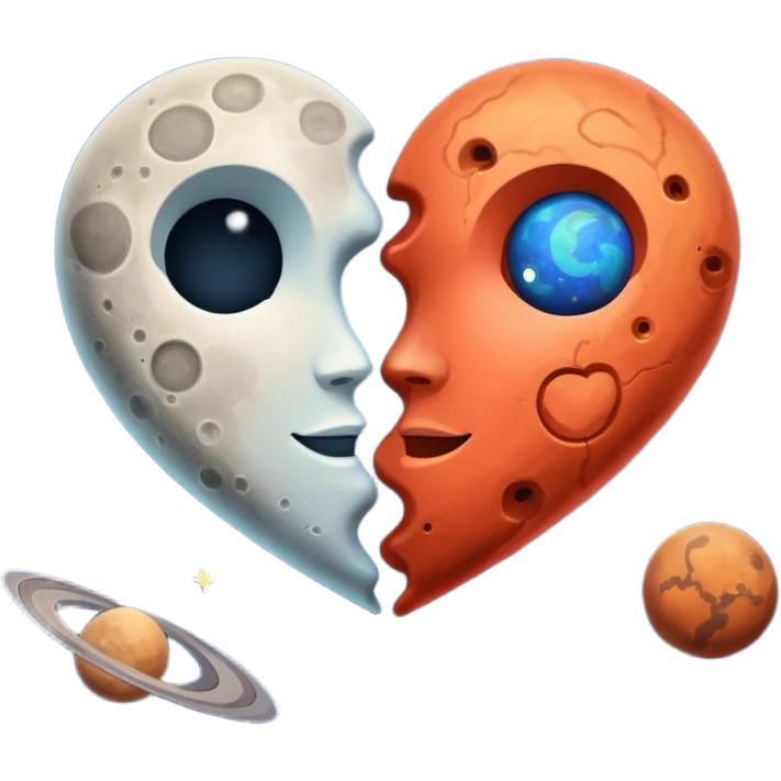 moon and mars heart emoji
