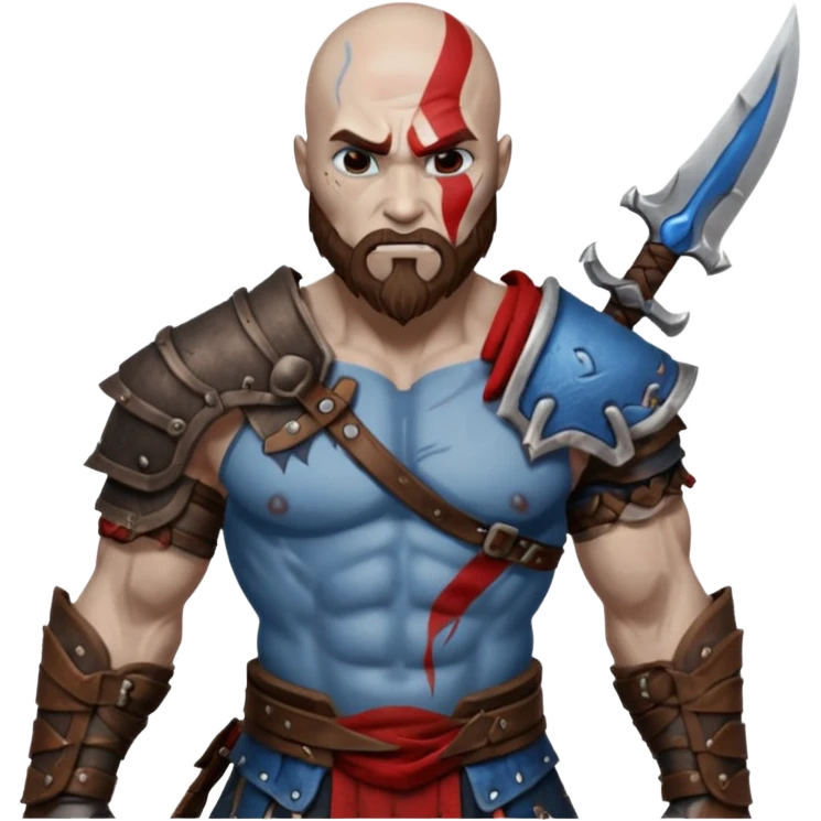 create a emoji for god of war kartos version with his wife of love blueheart emoji