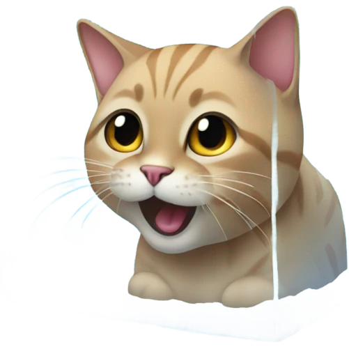 Cat inside of an ice cube emoji