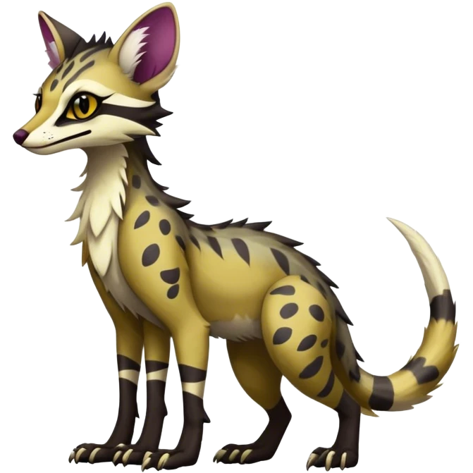 Feral Rare Fantasy dark vibrant Vernid-Sergal-Genet-species-animal-creature by LiLaiRa, random markings, tufted ears, full body, 4 legs emoji