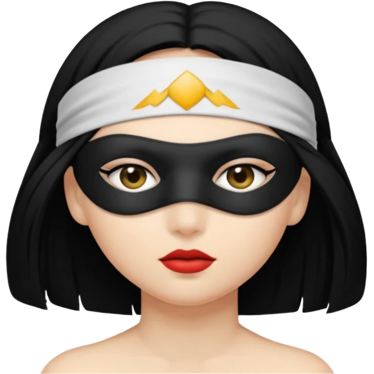 woman with black hair wearing blindfold emoji