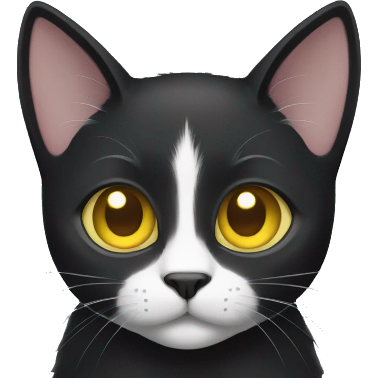 Black Cat white paws white belly yellow eyes emoji