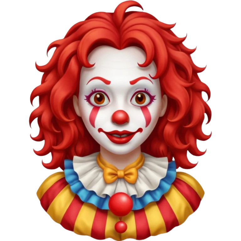 red very long hair female clown emoji