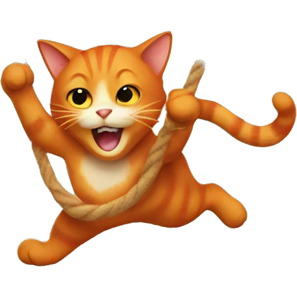 a red cat swinging emoji