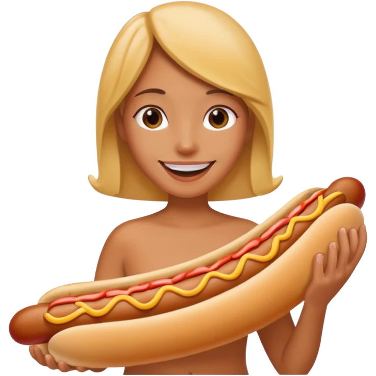 Big round boobs naked with hotdog  emoji