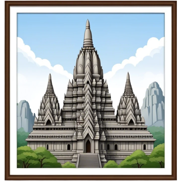Prambanan Temple Landmark Emoji – Showcasing its towering Hindu temple spires with intricate carvings. emoji