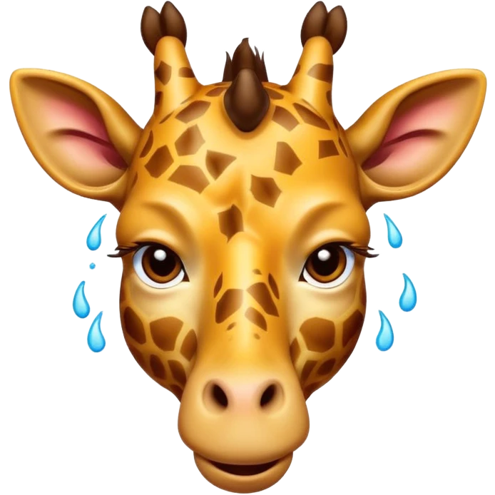 frustrated cartoon giraffe emoji facepalming with one hoof, exaggerated expression with eyes closed, visible sweat drops, comically annoyed mouth shape, thick outlines, vibrant colors emoji