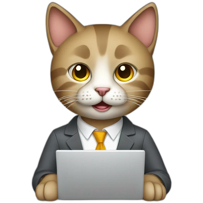 Cat office worker with laptop emoji