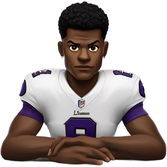 Lamar Jackson wearing his jersey at a blackjack table emoji