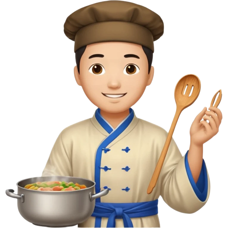 create emoji of a chinese man from 2000BC China cooking emoji