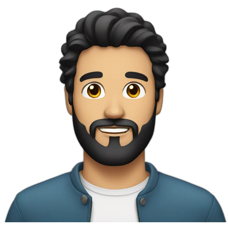 Handsome man with black hair and beard emoji