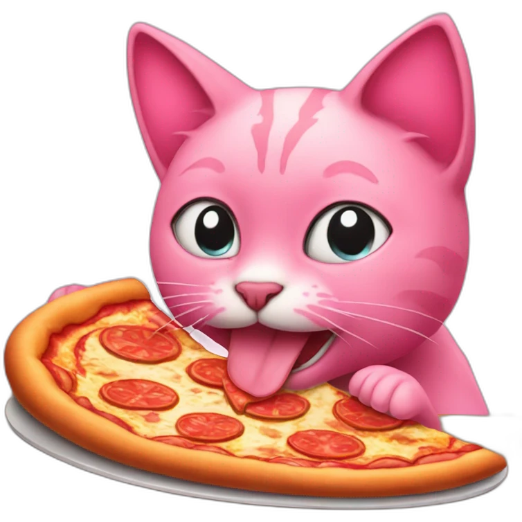 pink cat eating pizza emoji