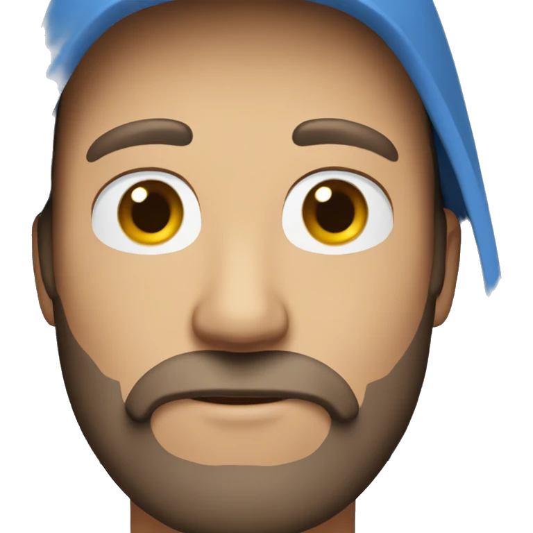 man with brown hair and beard and blue hat emoji