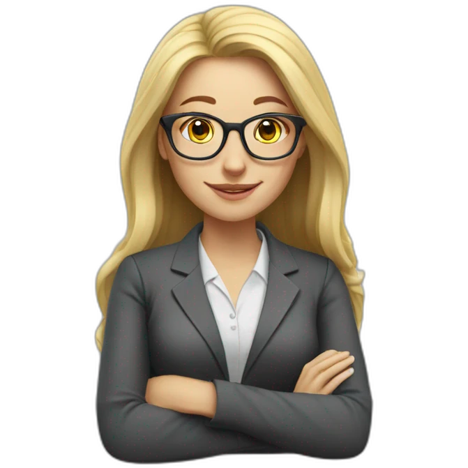 Woman teacher blonde long hair glasses book emoji