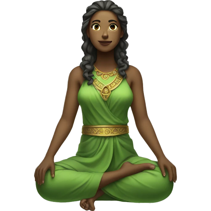 seated female god wearing green clothes  emoji
