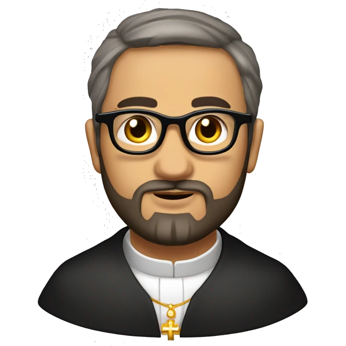 Sacerdote católico moreno con barba y gafas emoji