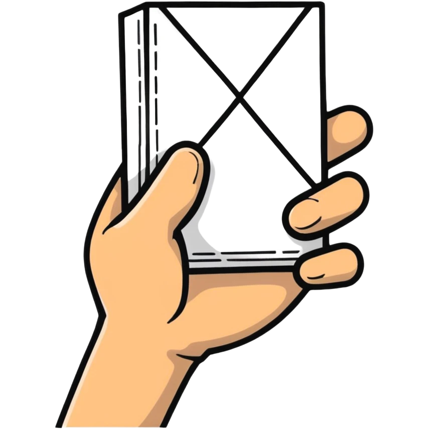 hand holding an X emoji