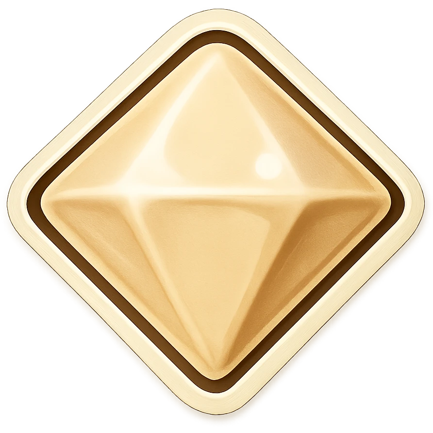 diamond shape carved from ivory. square tilted 45 degrees. full front view emoji