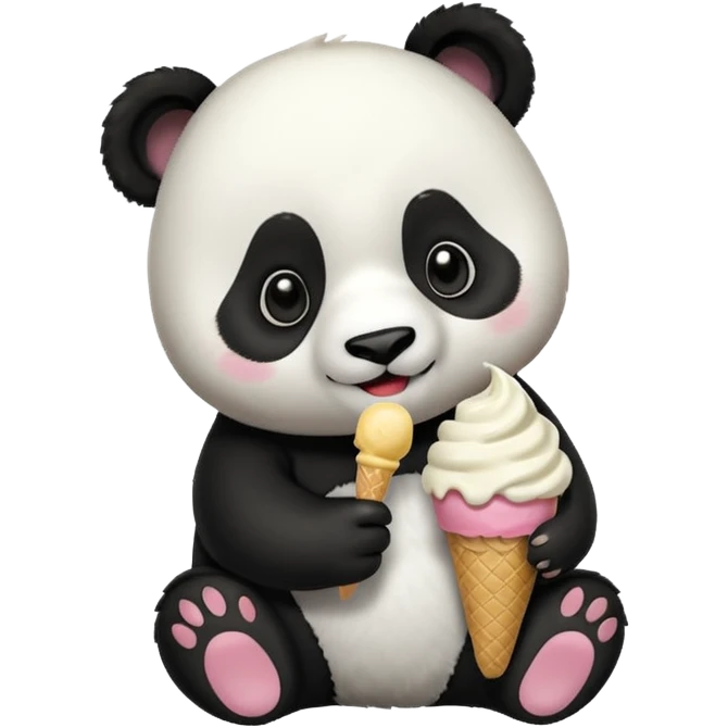 Panda eating ice cream emoji