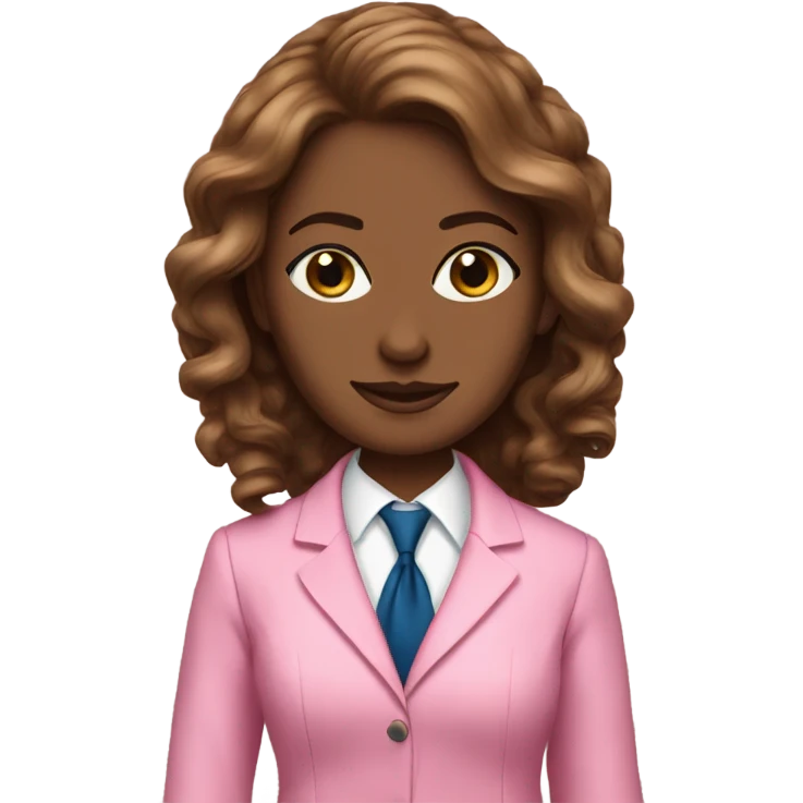Brown curled hair blue eye lawyer woman in pink suite emoji