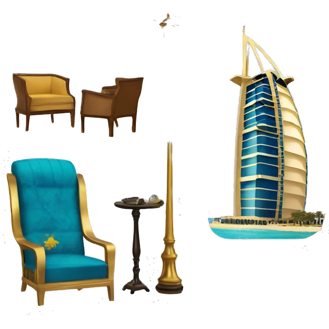 Burj-Al-Arab and furniture near it emoji