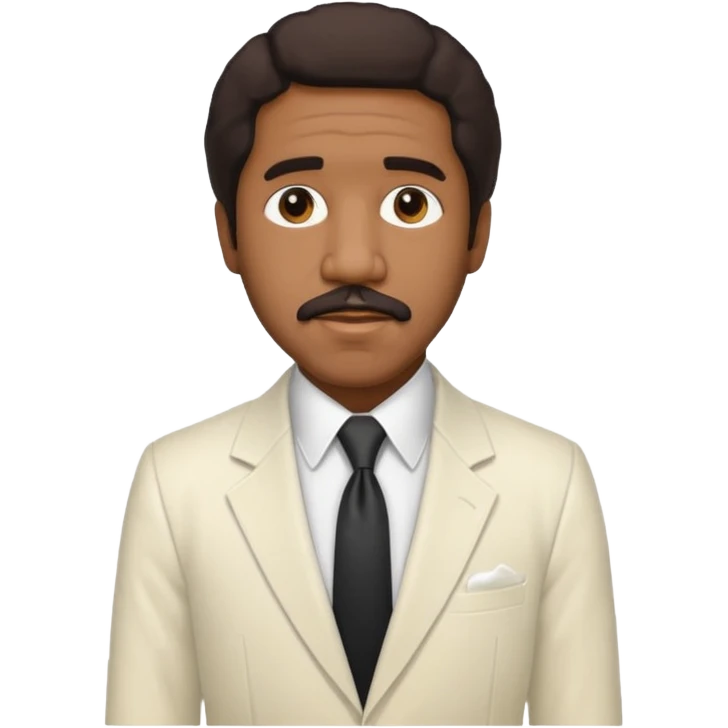 Richard Pryor with dark brown hair, ivory suit emoji