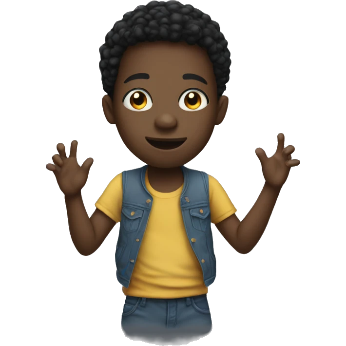 black kid playing vid emoji
