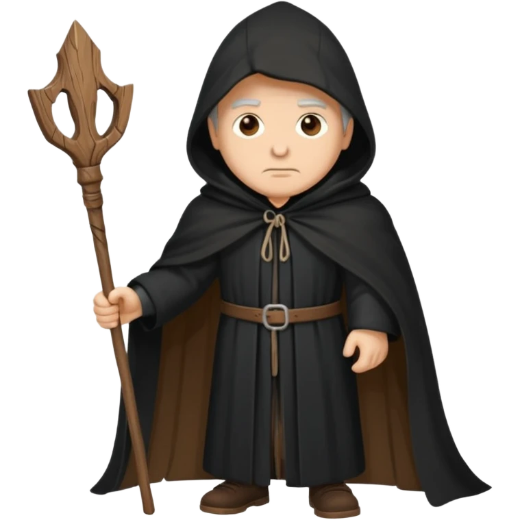 A wandering philosopher in a long black cloak with a staff emoji