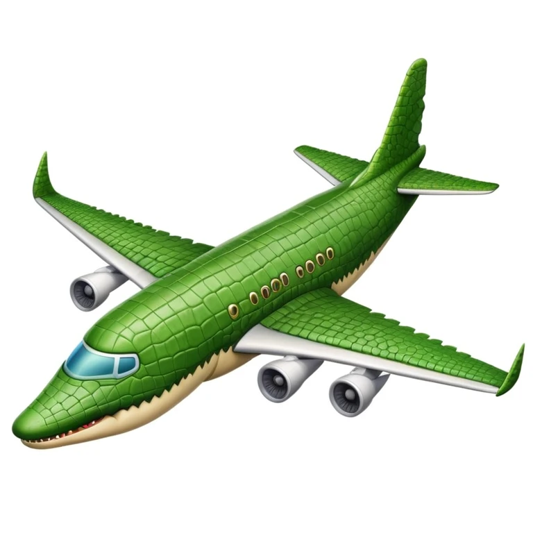 Un avion con vabesa de cocodrilo emoji