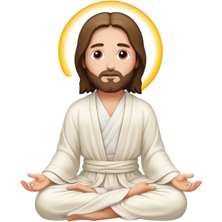 Jesus meditating, simple robe, serene expression emoji