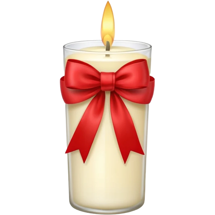 Soft vanilla long glass candle, with little red bow emoji