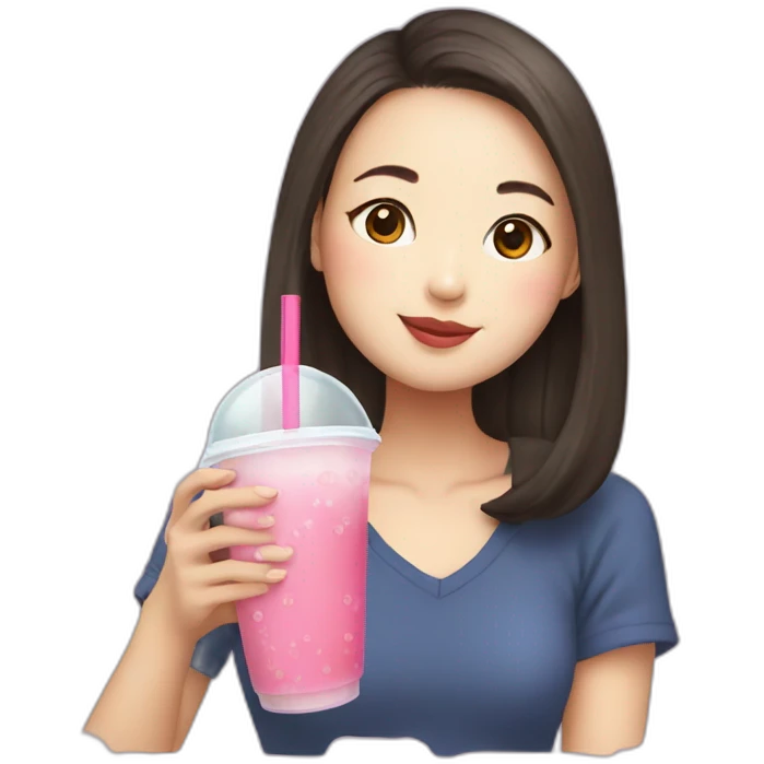 Taiwanese Girl drinking bubble tea emoji