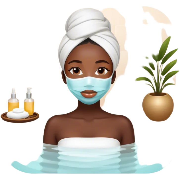 black girl in spa day emoji