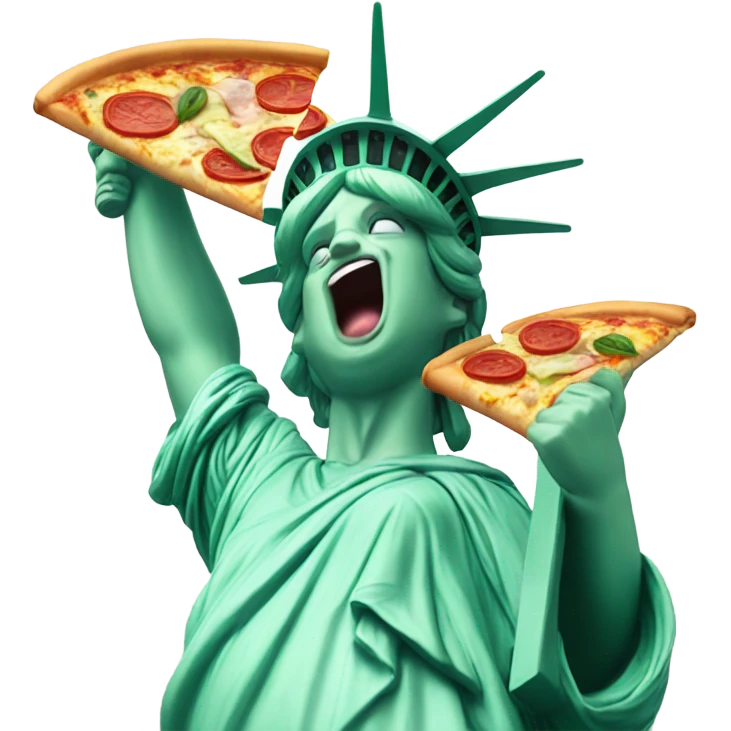 Statue of Liberty eating a slice of pizza emoji