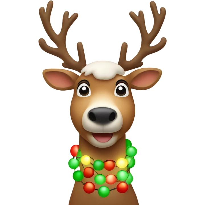 Reindeer with Christmas lights emoji
