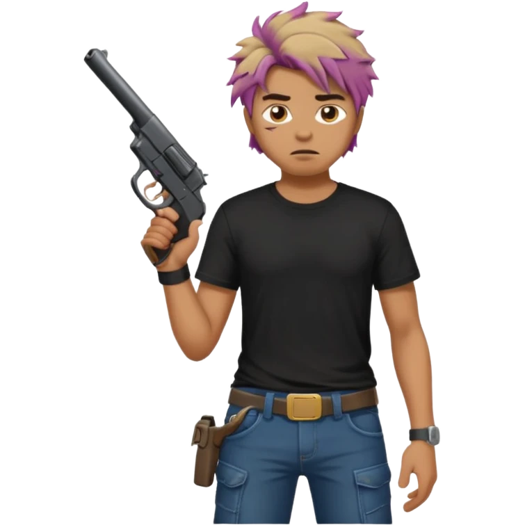 Guy holding a gun sagging his pants like a gangster emoji
