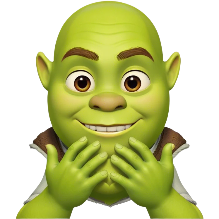 Shrek doing heart hands emoji