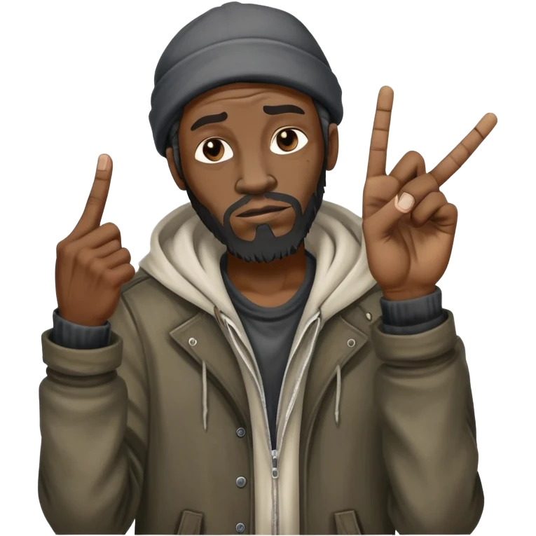 Black homeless man holding the middle finger  emoji