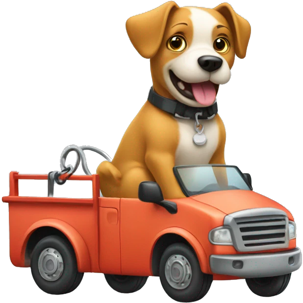 Dog in tow truck  emoji