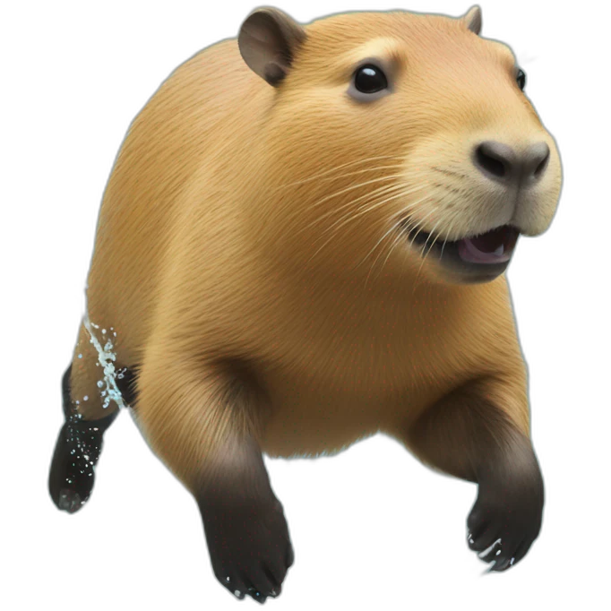 Capybara jumping in the water emoji