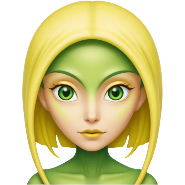  lady alien with yellow skin, Half body. emoji