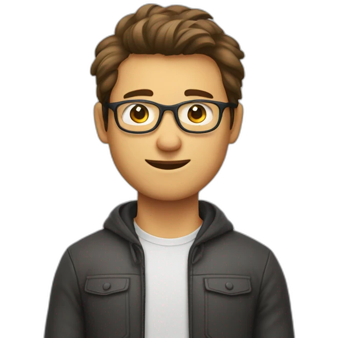 Mann , braune Haare und Brille mit Mülleimer emoji