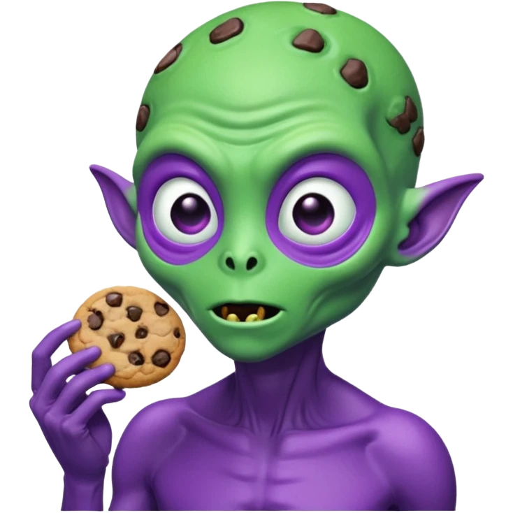 purple alien eating cookie emoji