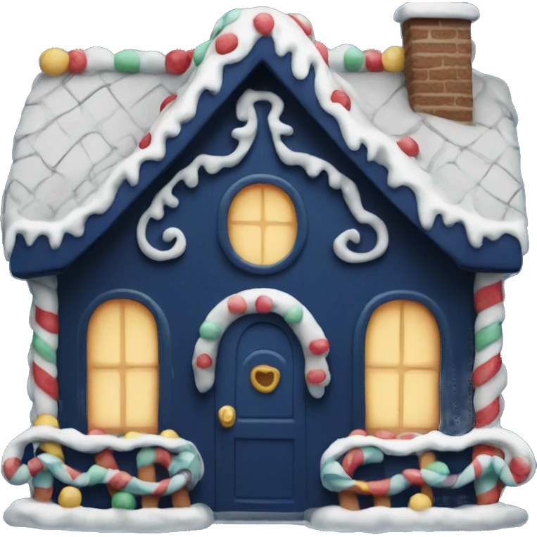 Cosy dark blue gingerbread house  emoji
